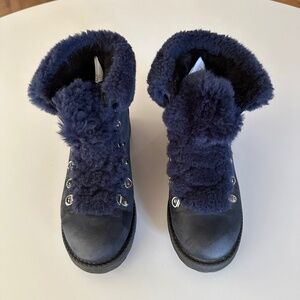 J. Crew navy suede/faux fur hiking style boots